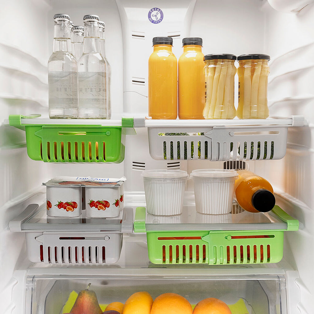 Tiroirs organisateurs de réfrigérateur réglables – lot gain de place de 2